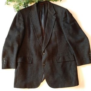 Hart Schaffner Marx camel hair black/gray classic busines windowpane jacket. 44R